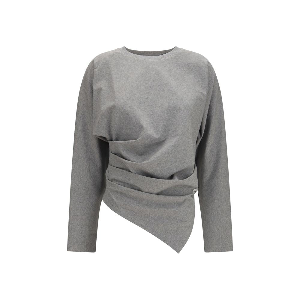 Asymmetric Draped Stretch Cotton Top