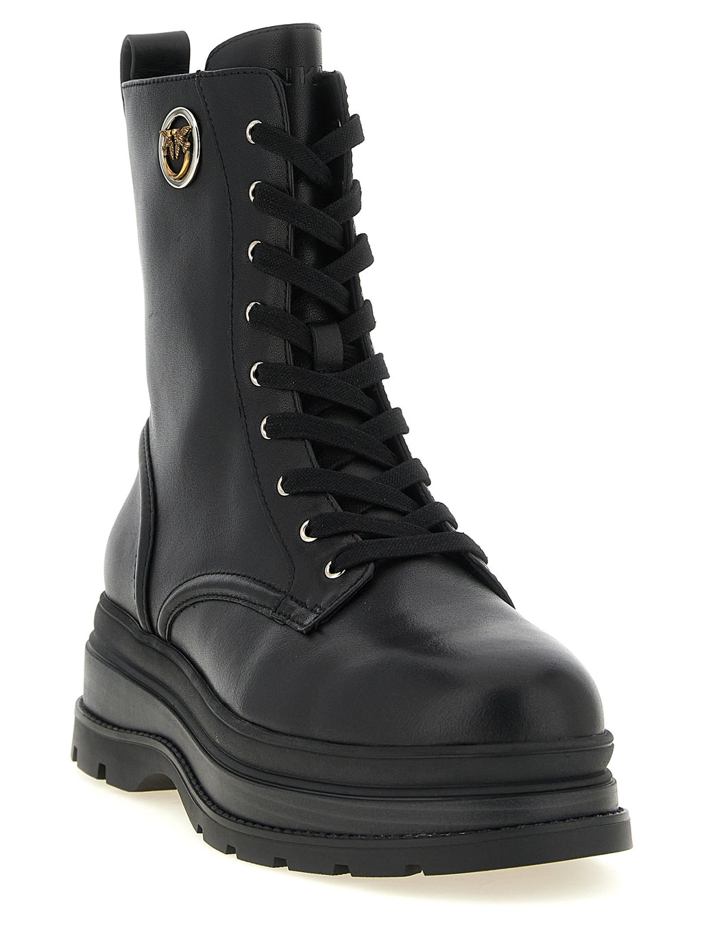 Black Calf Leather Lace-Up Ankle Boots