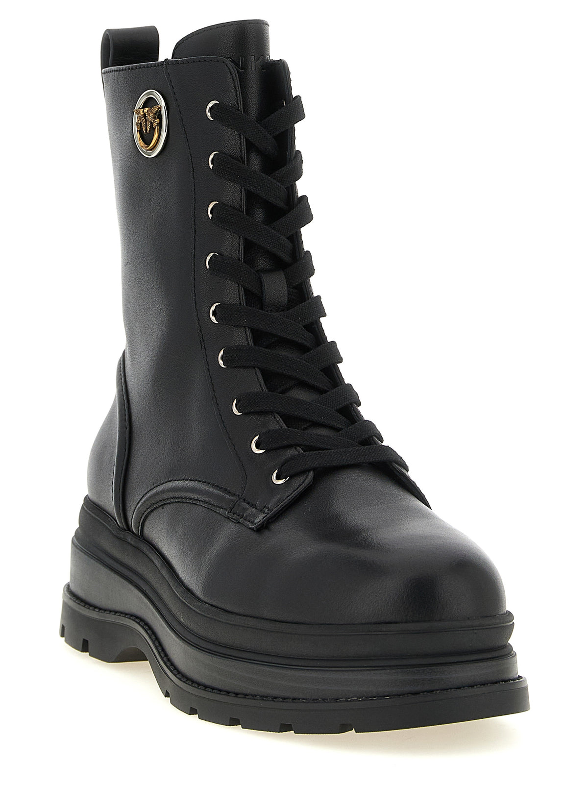Black Calf Leather Lace-Up Ankle Boots
