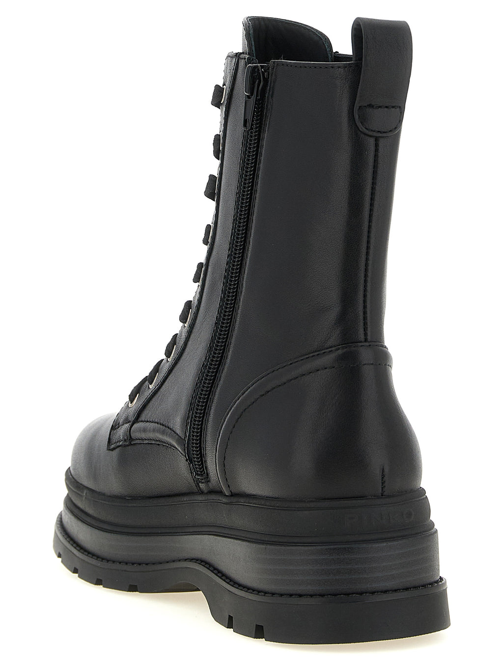 Black Calf Leather Lace-Up Ankle Boots