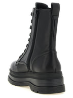 Black Calf Leather Lace-Up Ankle Boots