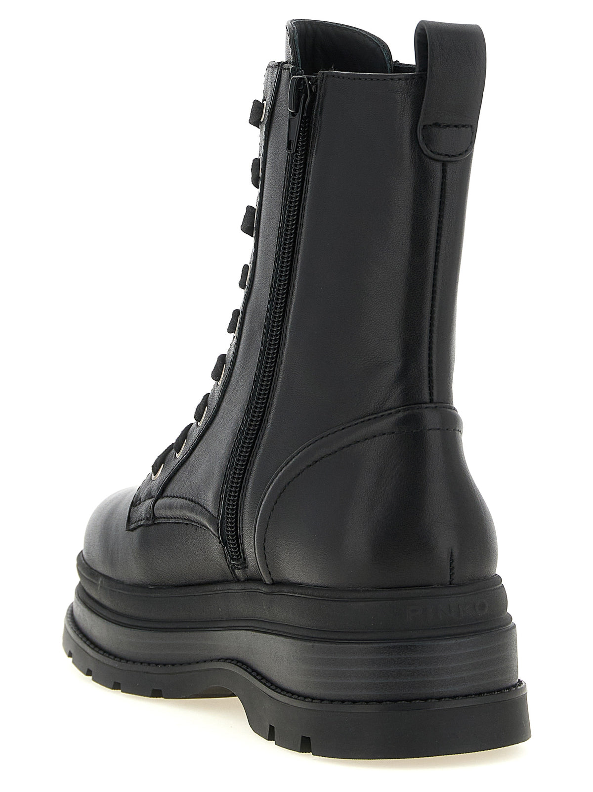 Black Calf Leather Lace-Up Ankle Boots