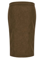 Viscose Nubuck-Effect Love Birds Midi Skirt