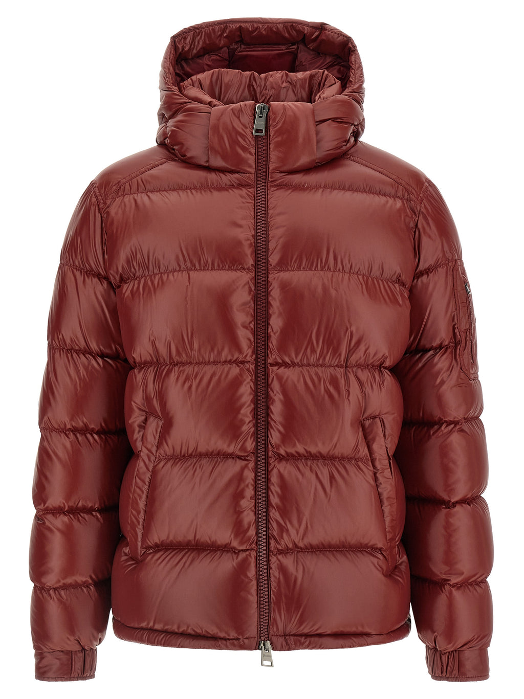 Bordeaux Polyamide Full-Length Quilted Jacket
