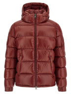 Bordeaux Polyamide Full-Length Quilted Jacket