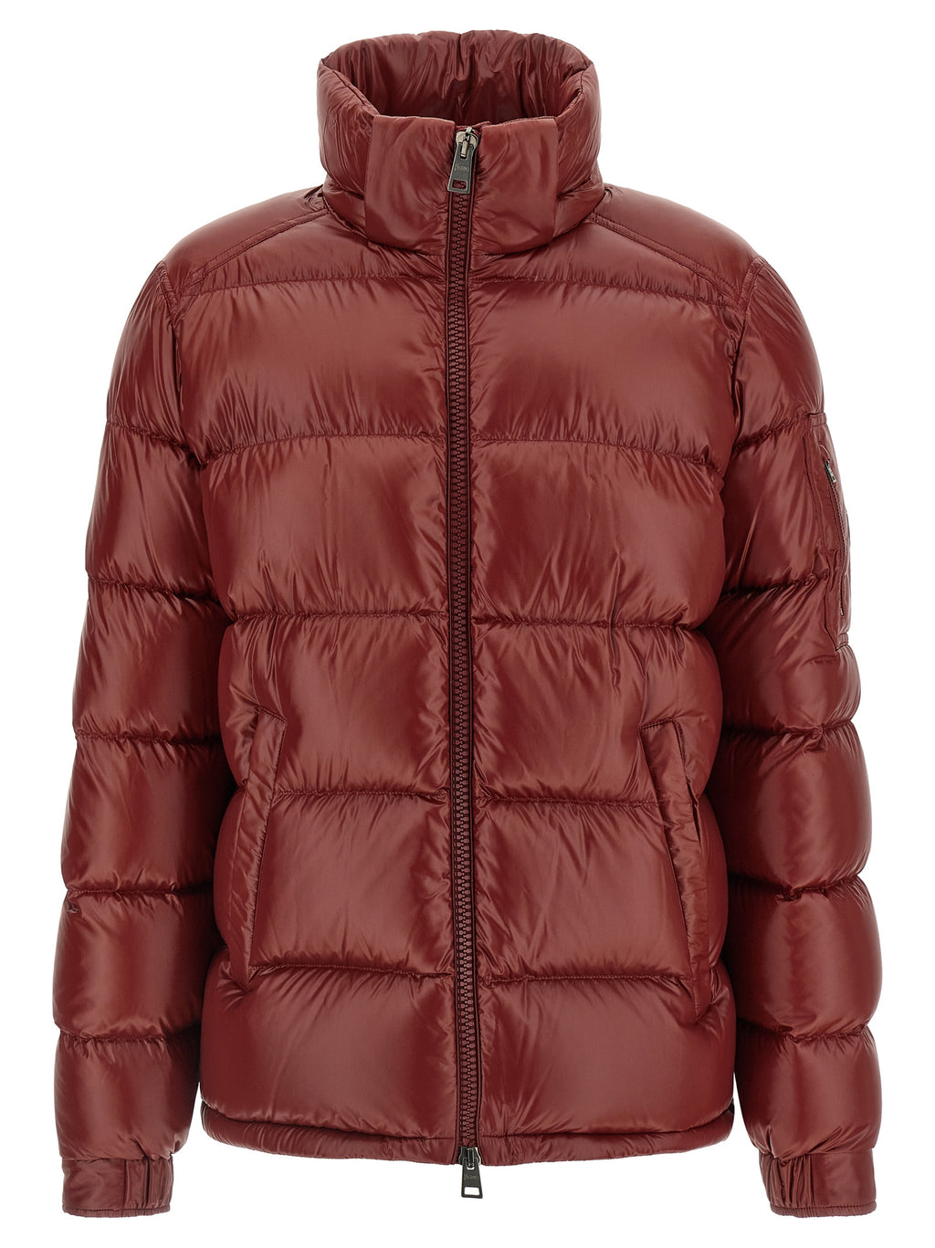 Bordeaux Polyamide Full-Length Quilted Jacket