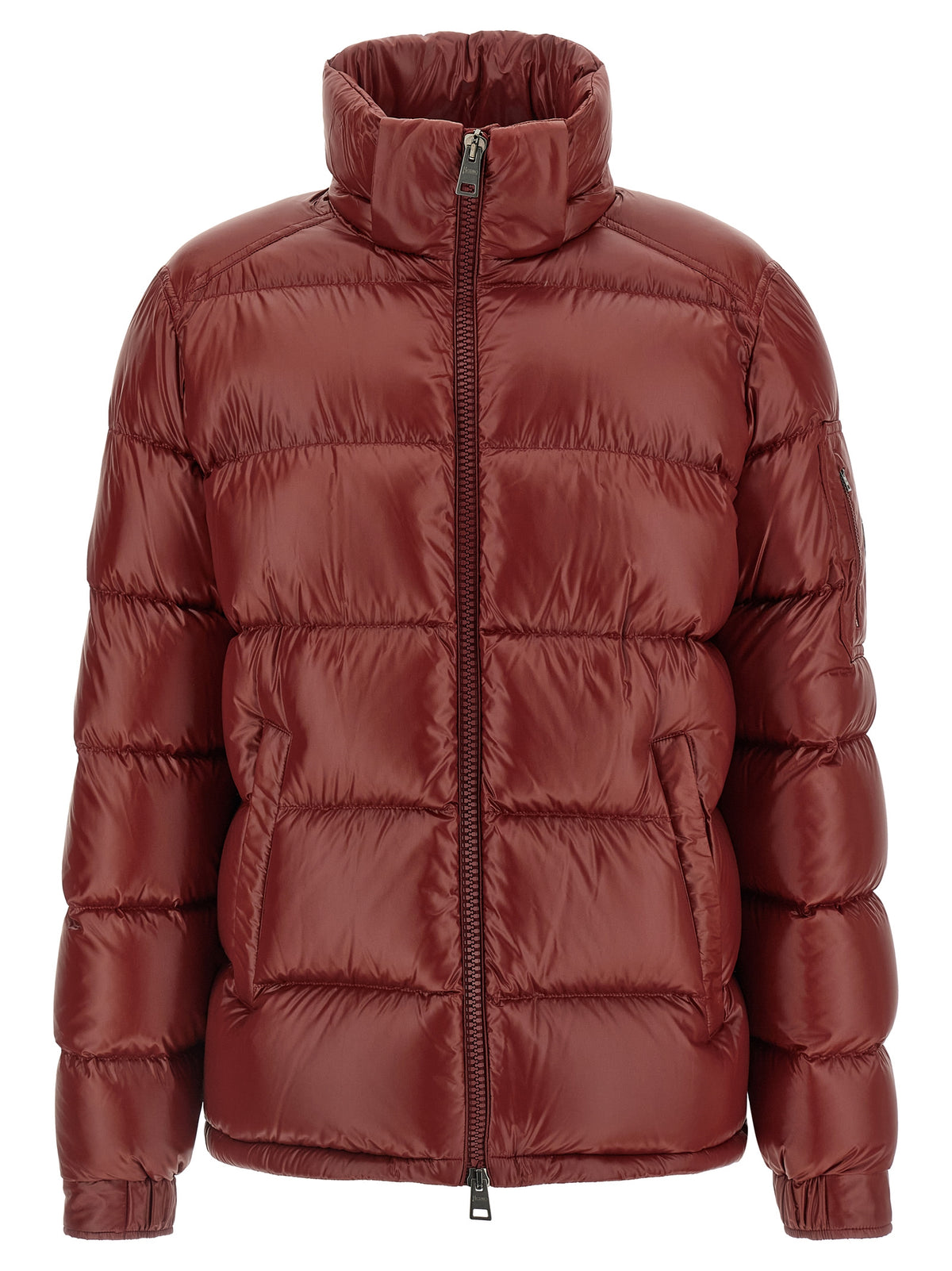 Bordeaux Polyamide Full-Length Quilted Jacket