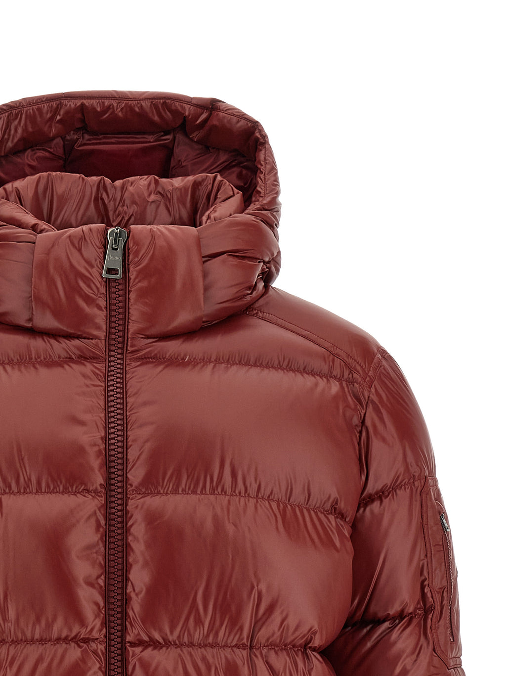 Bordeaux Polyamide Full-Length Quilted Jacket