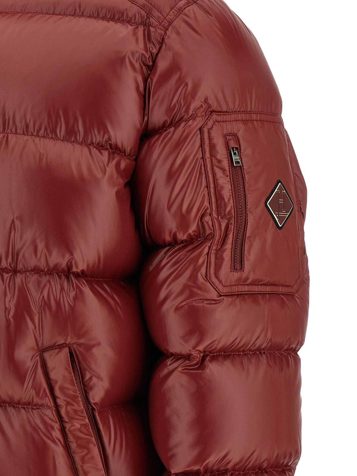 Bordeaux Polyamide Full-Length Quilted Jacket
