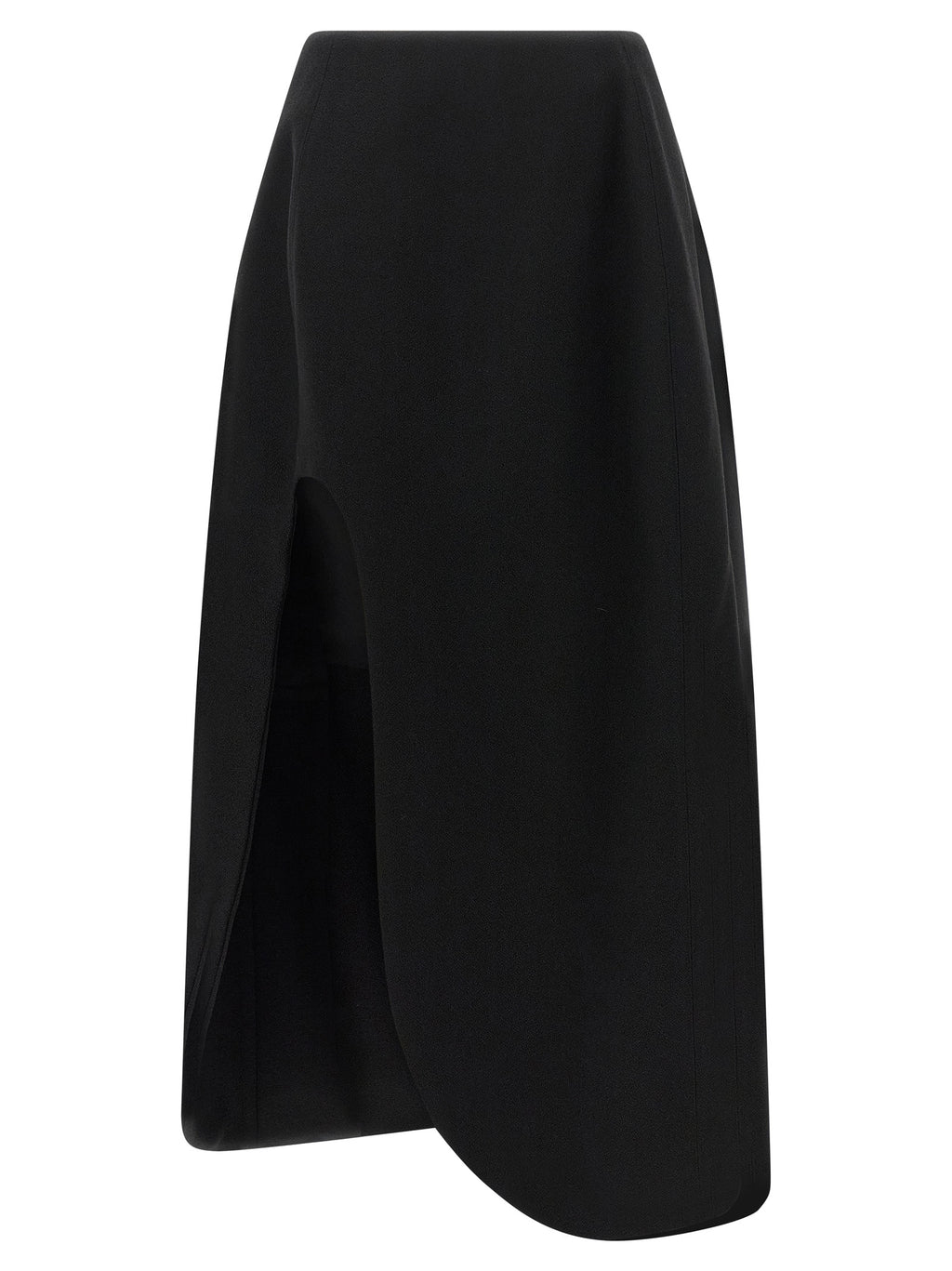 Virgin Wool Asymmetric Midi Skirt
