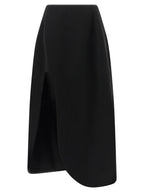 Virgin Wool Asymmetric Midi Skirt