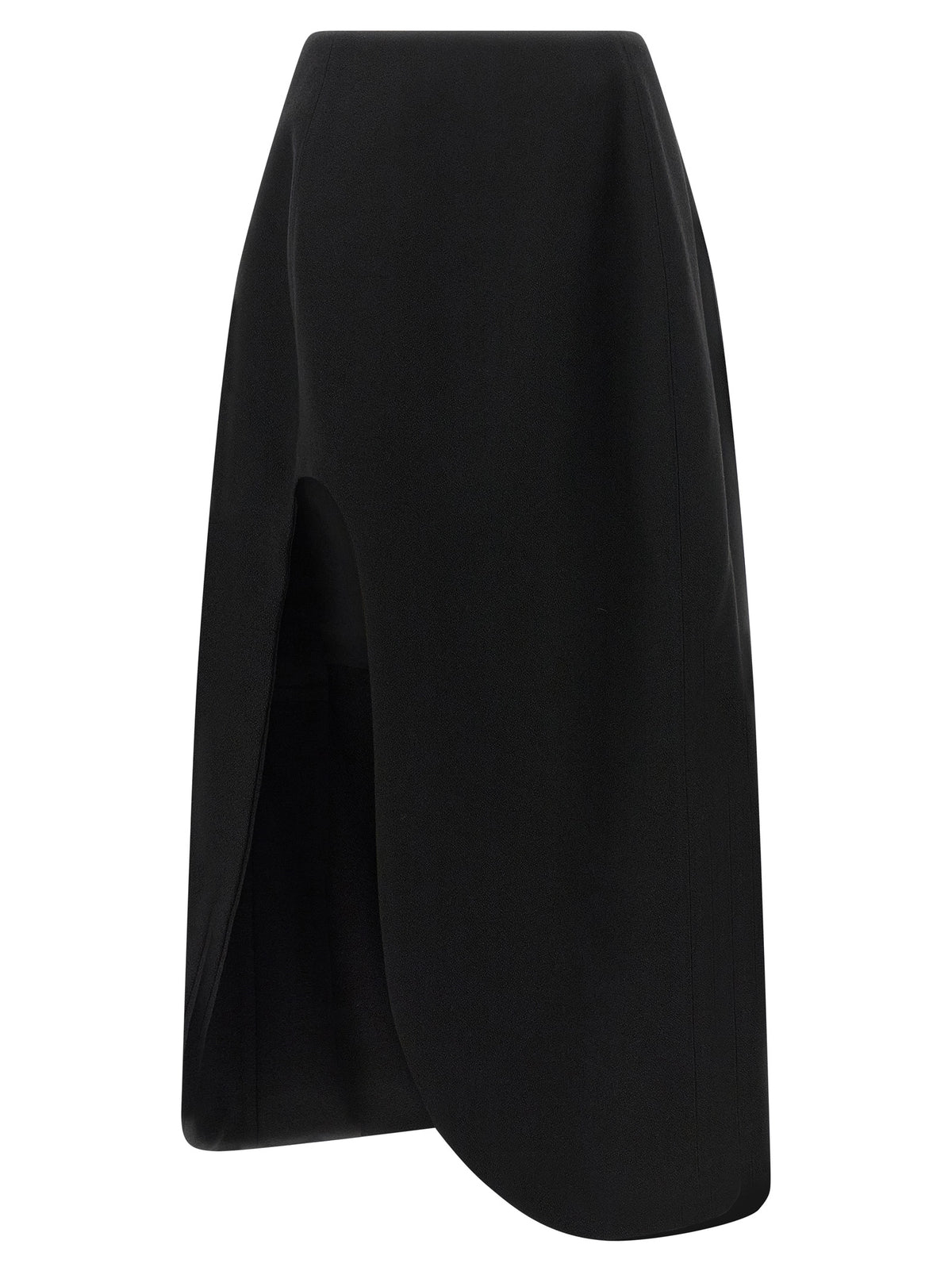 Virgin Wool Asymmetric Midi Skirt
