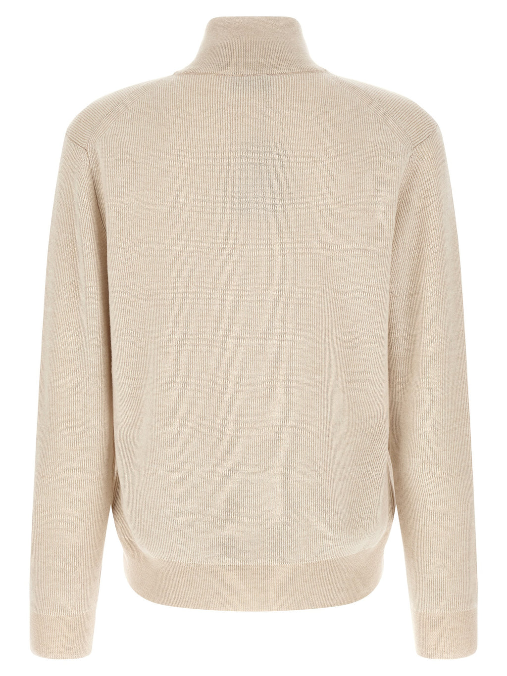 Beige Cashmere High-Neck Sweater