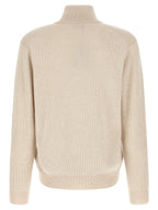 Beige Cashmere High-Neck Sweater