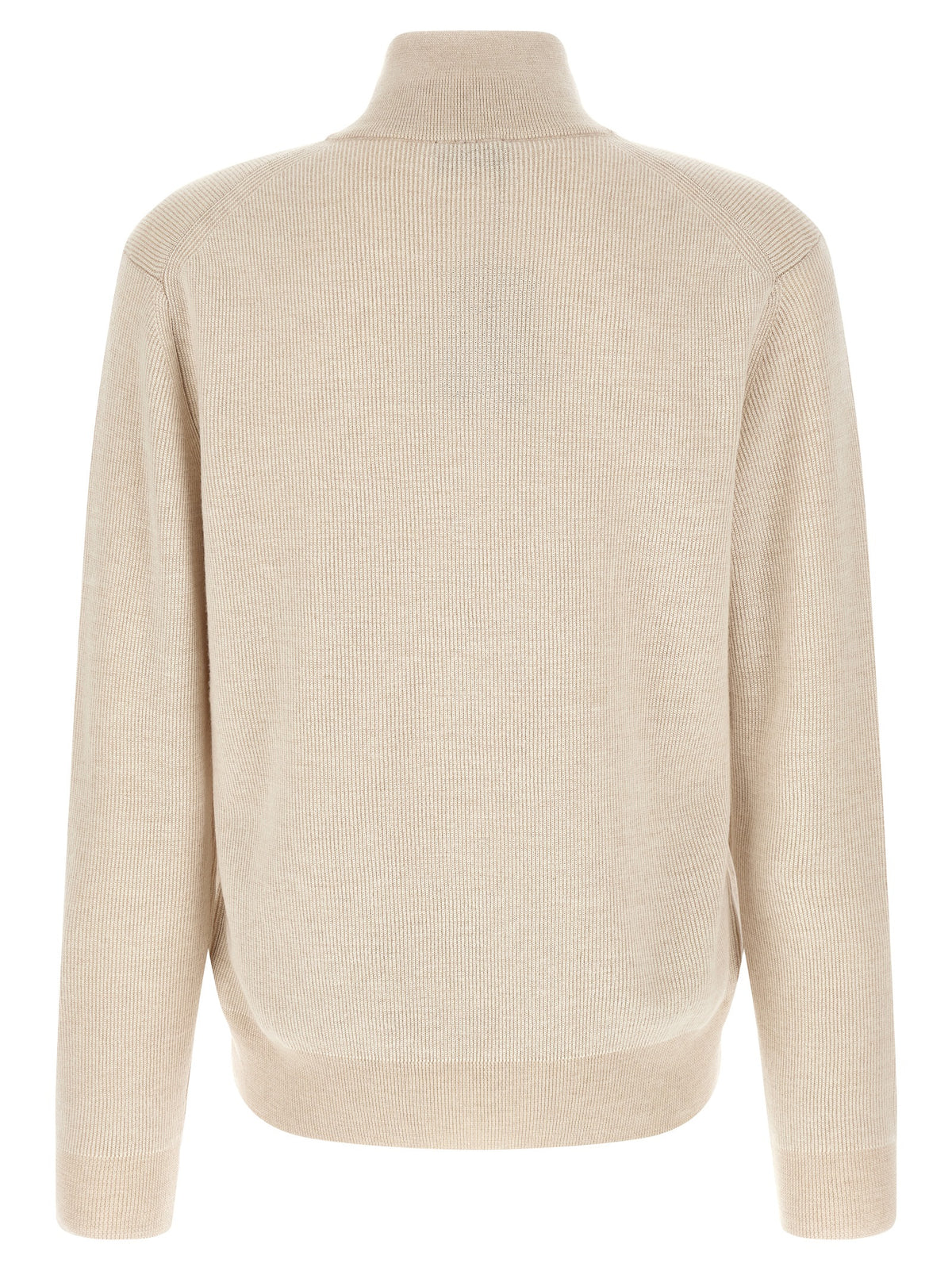 Beige Cashmere High-Neck Sweater