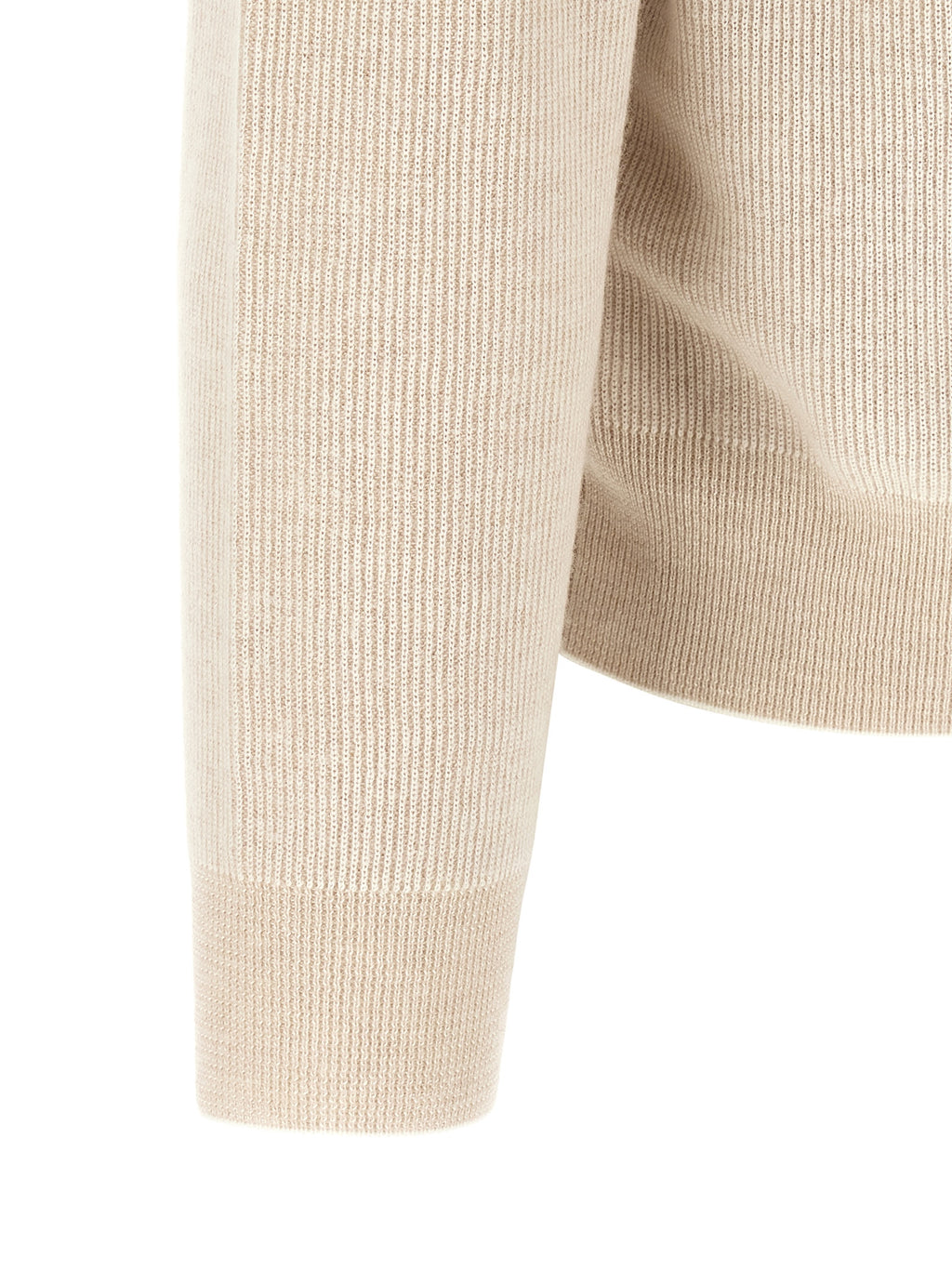 Beige Cashmere High-Neck Sweater
