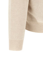 Beige Cashmere High-Neck Sweater