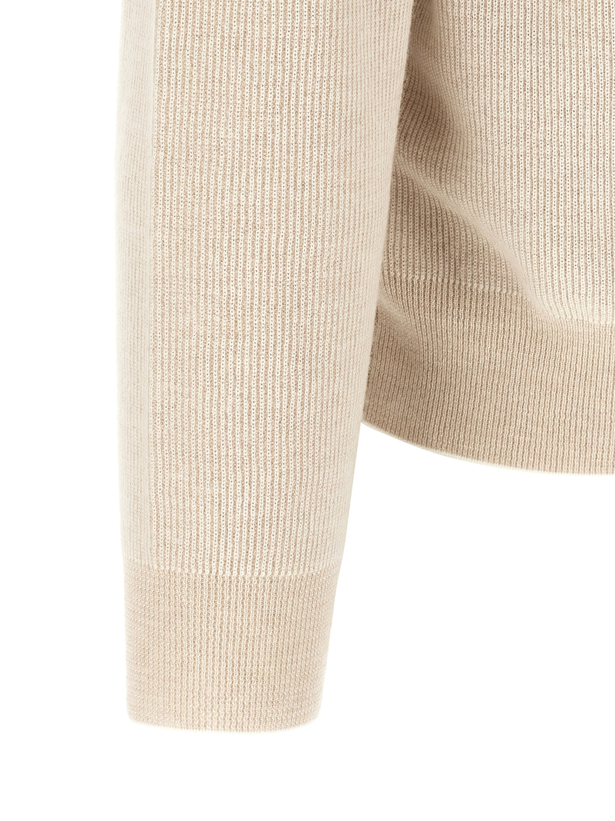 Beige Cashmere High-Neck Sweater