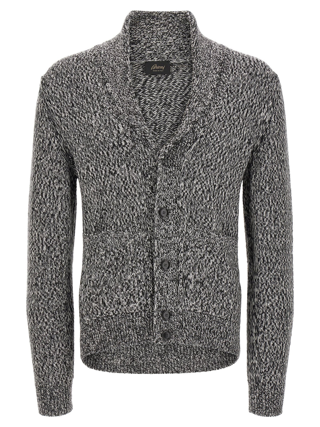Bicolor Virgin Wool Shawl Collar Cardigan