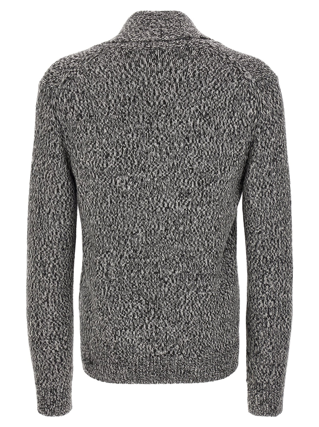 Bicolor Virgin Wool Shawl Collar Cardigan