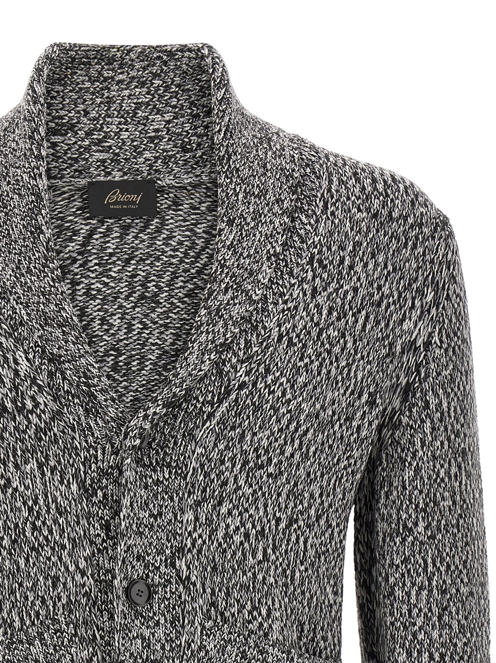 Bicolor Virgin Wool Shawl Collar Cardigan