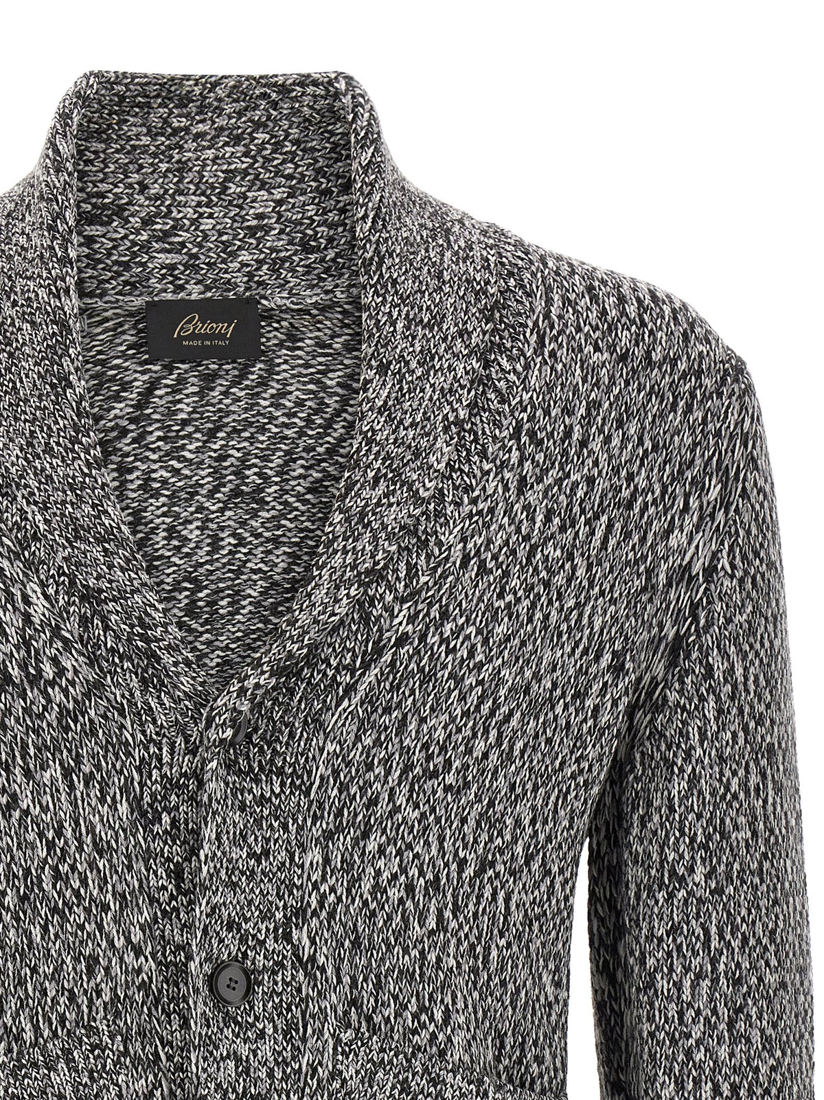 Bicolor Virgin Wool Shawl Collar Cardigan
