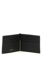 Black Hammered Calfskin Bi-Fold Wallet with Gold Gancini Detail