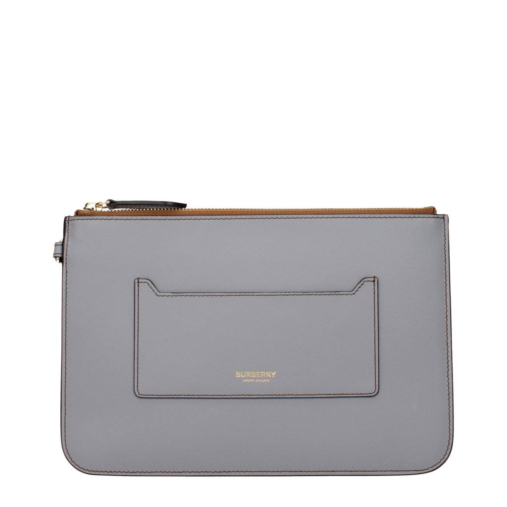 Gray Leather Clutch