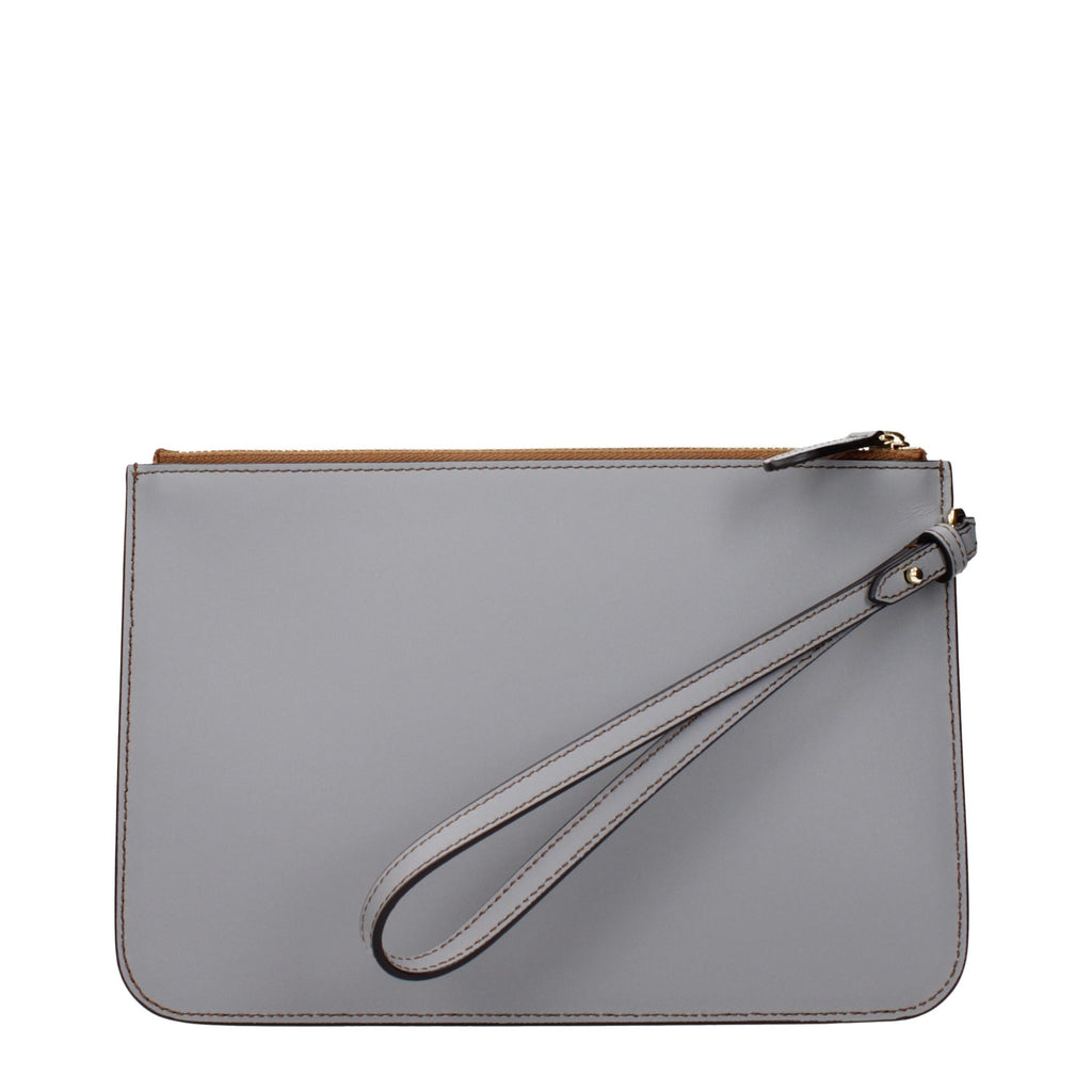 Gray Leather Clutch