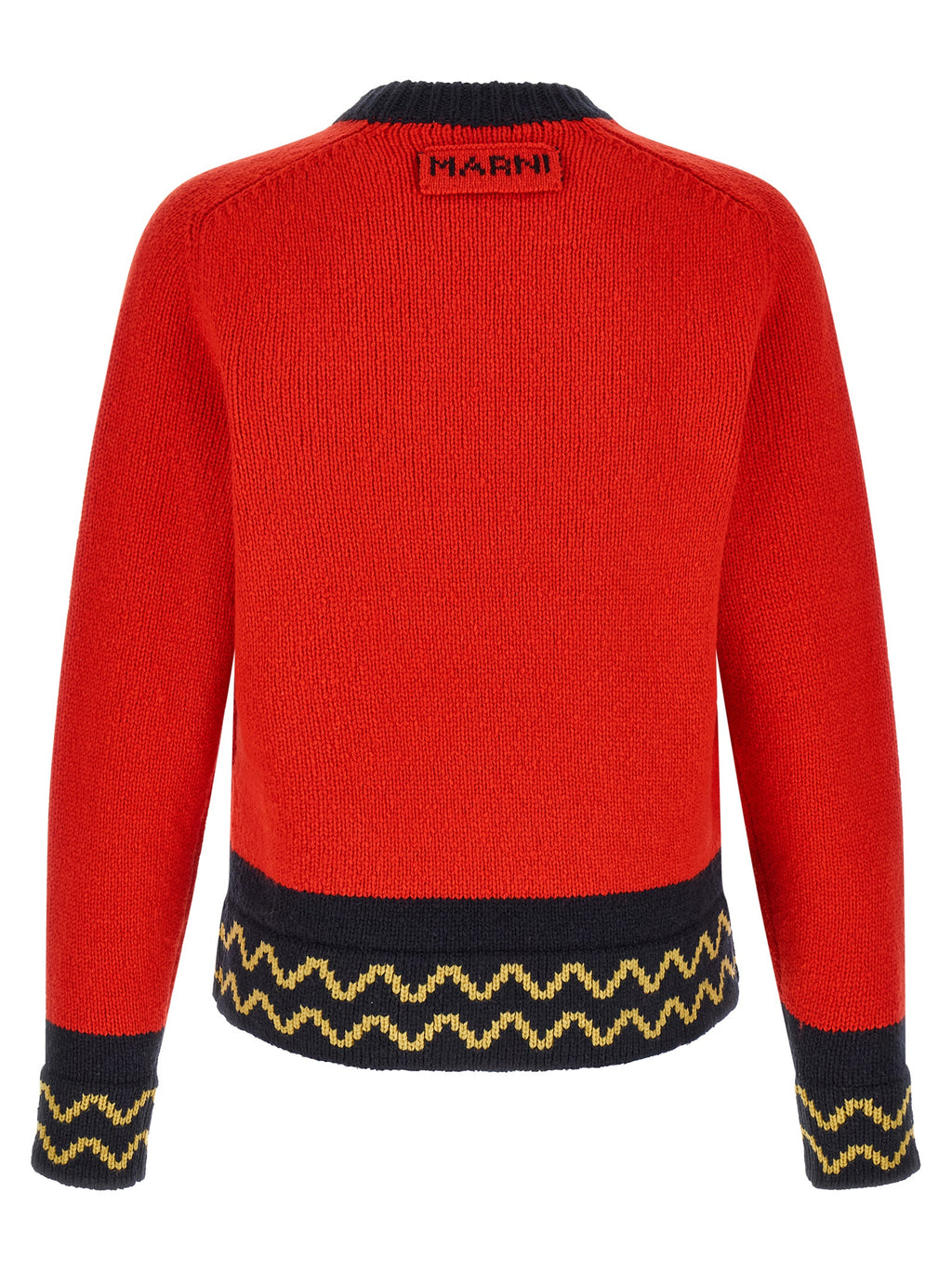 Red Wool M-Inlay Crew Neck Sweater