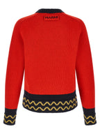 Red Wool M-Inlay Crew Neck Sweater