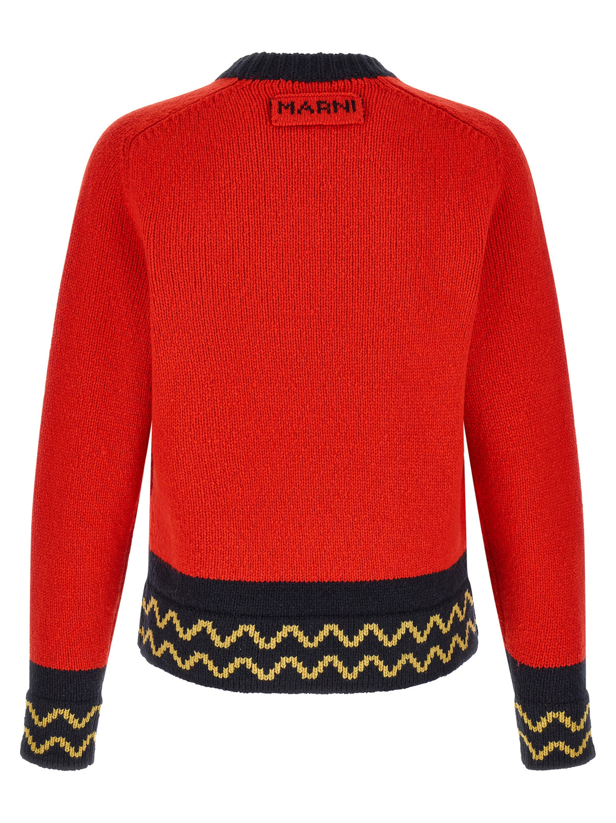 Red Wool M-Inlay Crew Neck Sweater