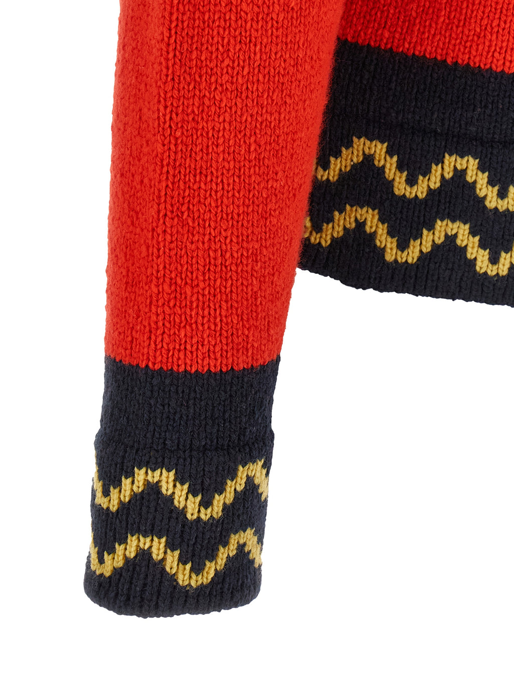 Red Wool M-Inlay Crew Neck Sweater