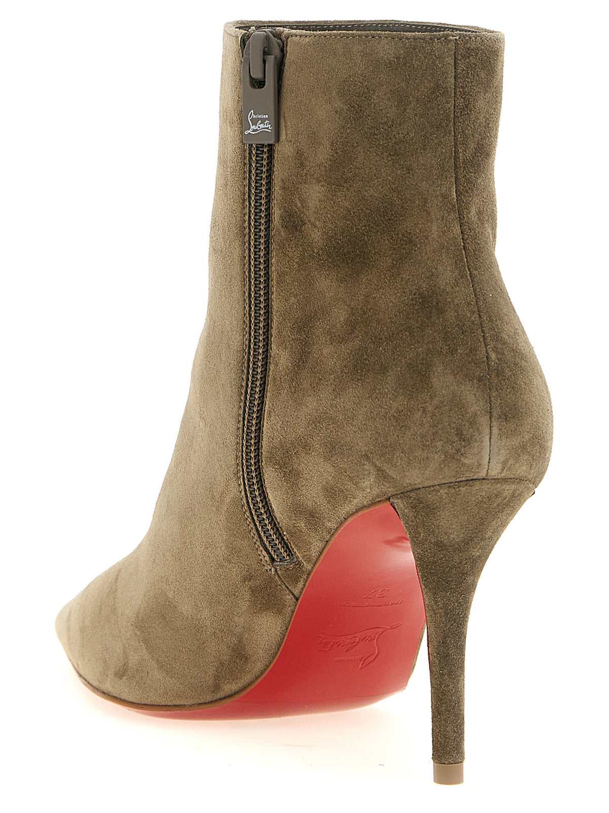 Beige Calfskin Miss Z Booty Ankle Boots