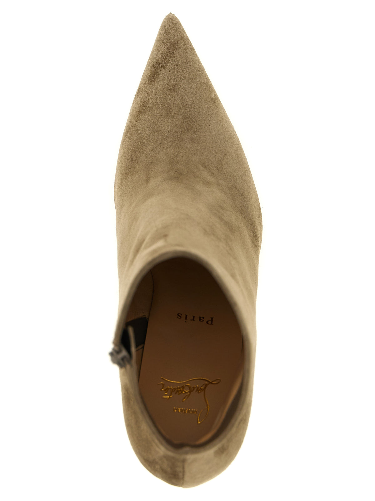 Beige Calfskin Miss Z Booty Ankle Boots