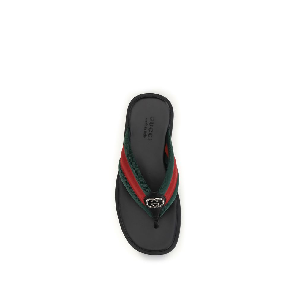 Black Nylon Maverik GG Interlocking Flip-Flop Sandals