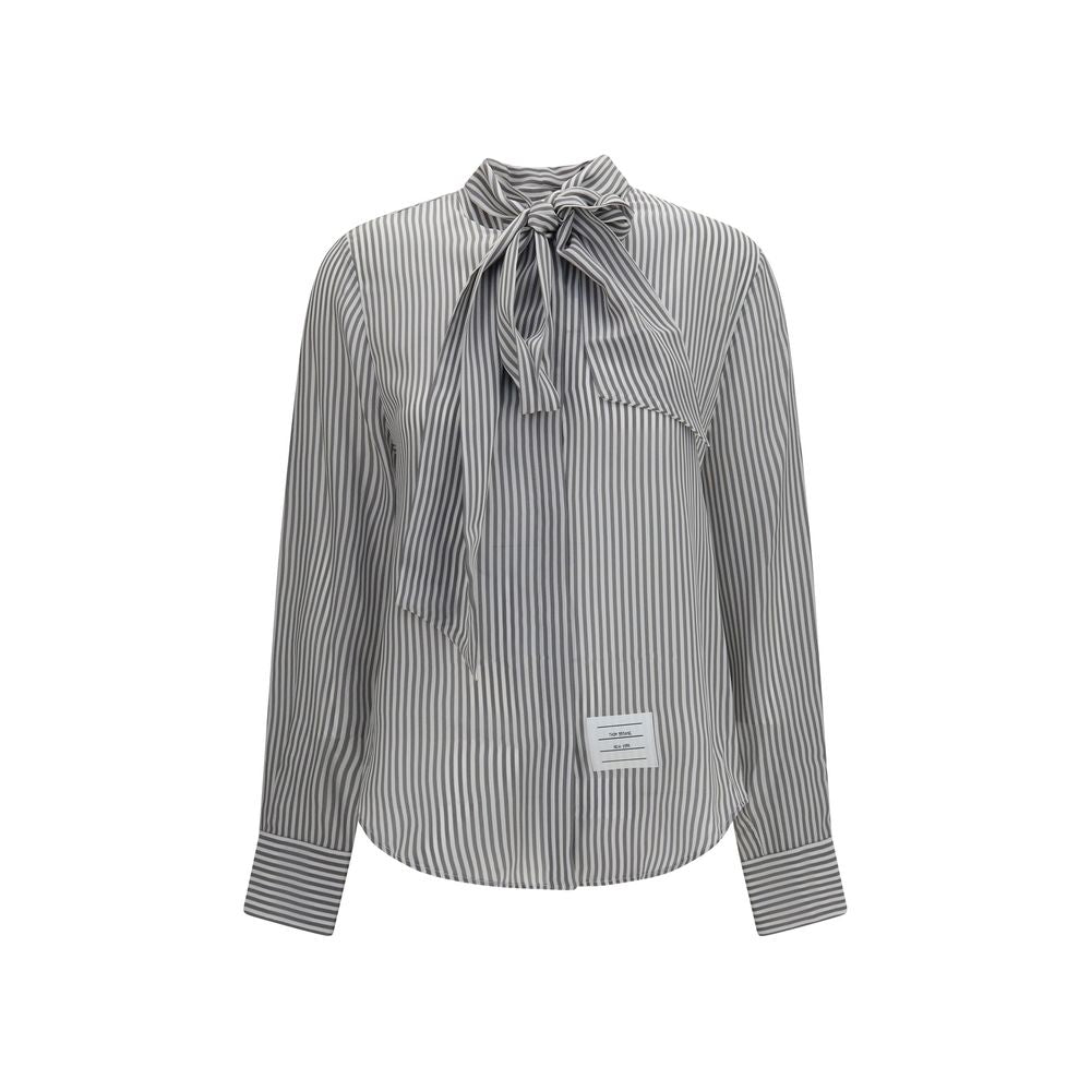Striped Silk Shirt with Removable Collar