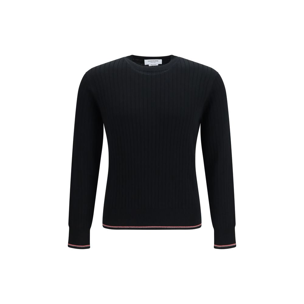 Black Merino Wool Crewneck Sweater