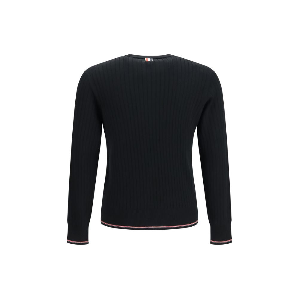 Black Merino Wool Crewneck Sweater
