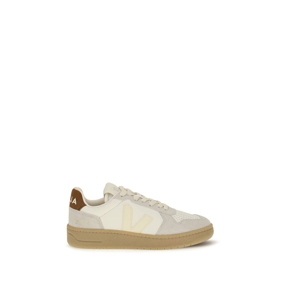 Beige Calf Leather Low‑Top Sneakers