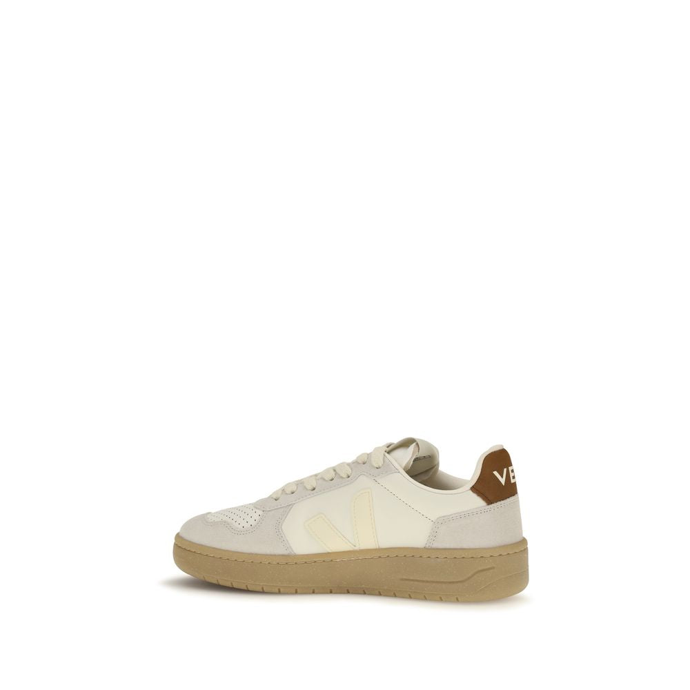 Beige Calf Leather Low‑Top Sneakers