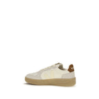 Beige Calf Leather Low‑Top Sneakers