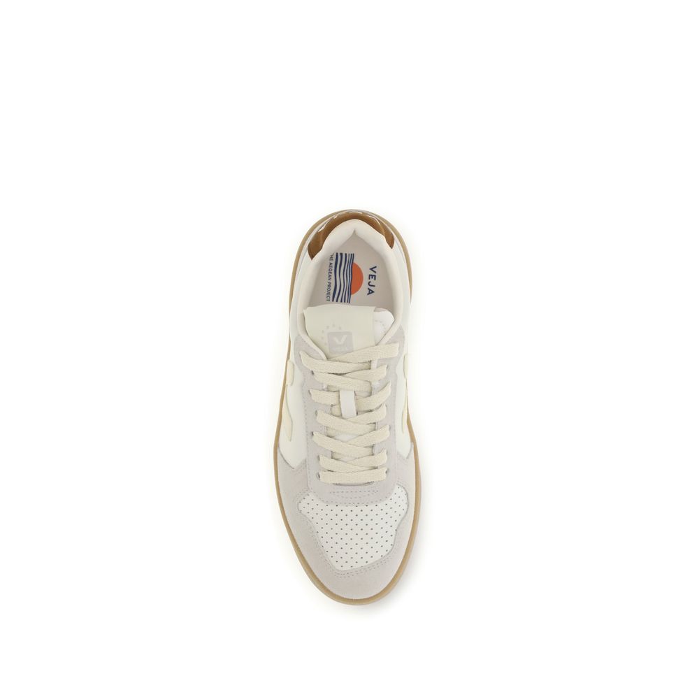 Beige Calf Leather Low‑Top Sneakers
