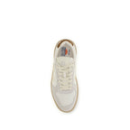 Beige Calf Leather Low‑Top Sneakers