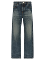 Blue Cotton Straight-Leg Jeans