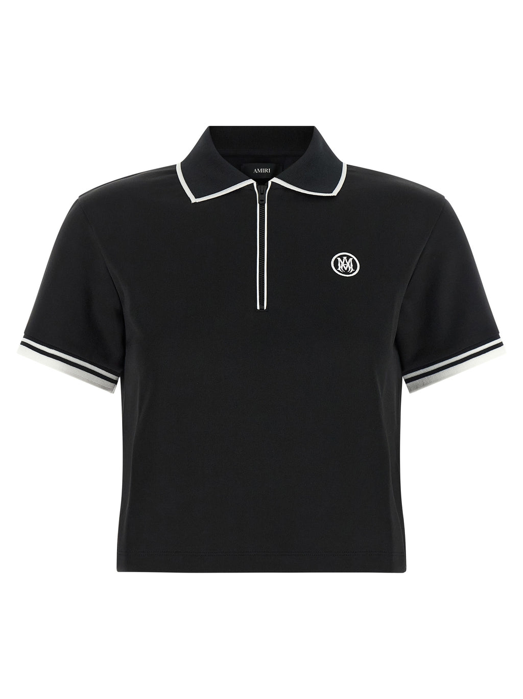 Black Polyester-Cotton Short Sleeve Polo