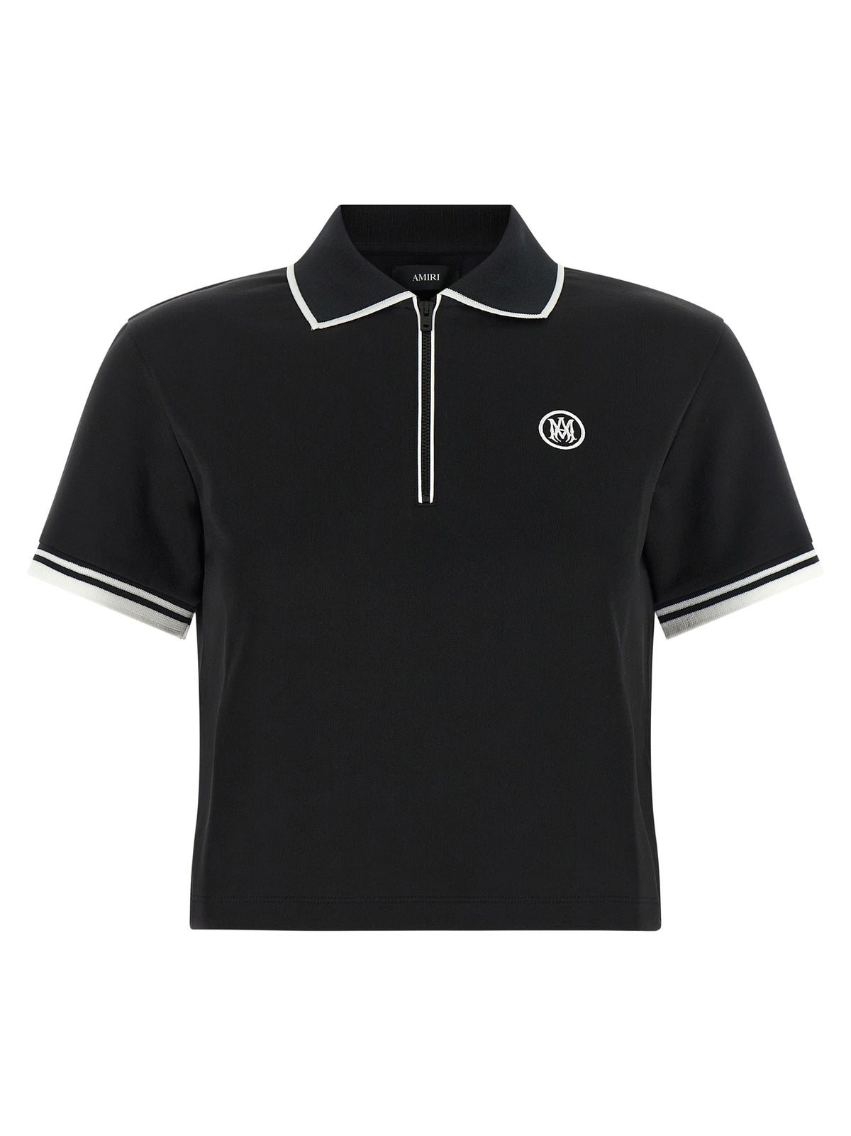 Black Polyester-Cotton Short Sleeve Polo