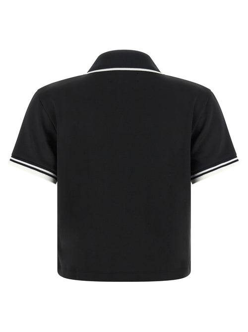 Black Polyester-Cotton Short Sleeve Polo