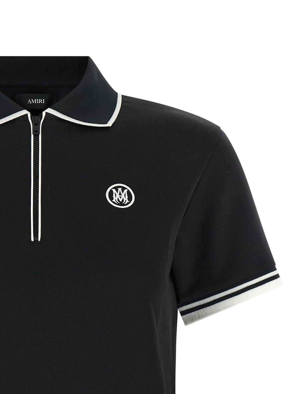 Black Polyester-Cotton Short Sleeve Polo