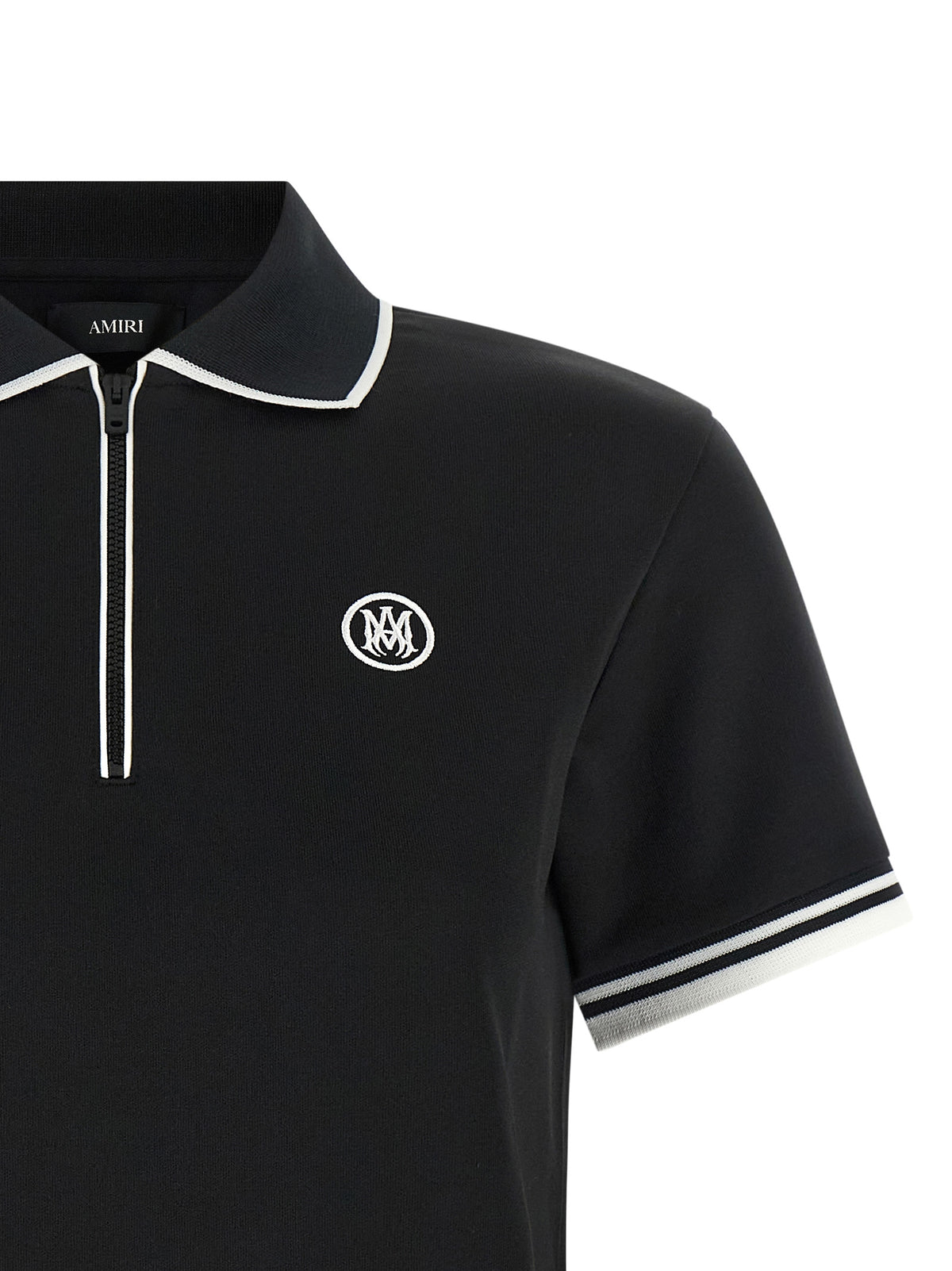 Black Polyester-Cotton Short Sleeve Polo